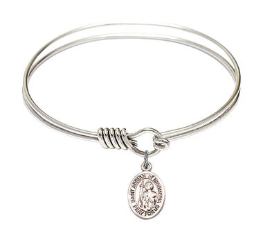 St. Adrian of Nicomedia Round Eye Hook Bangle Bracelet - Sterling Silver Charm - 6.25 Inch (9353SS)