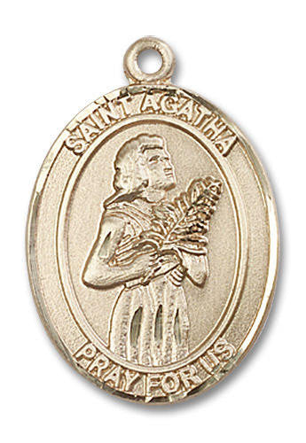 St Agatha Medal - 14kt Gold Oval Pendant 3 Sizes
