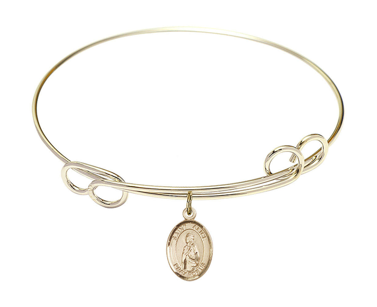 St Alice Double Loop Bangle Bracelet - Gold-Filled Charm 9248GF