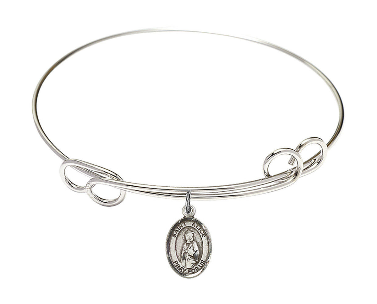 St Alice Double Loop Bangle Bracelet - Sterling Silver Charm 9248SS