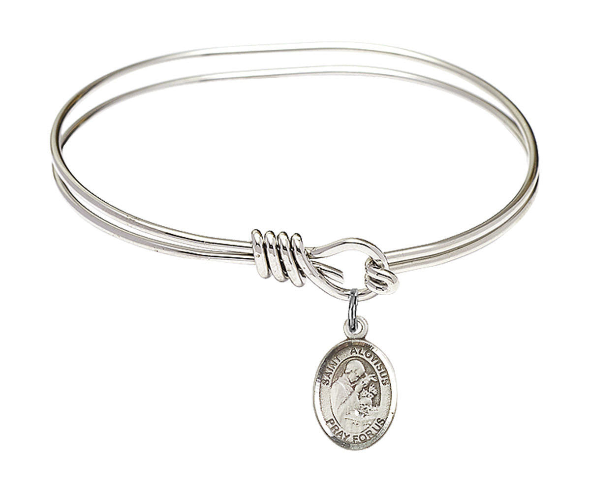St Aloysius Gonzaga Eye Hook Bangle Bracelet - Sterling Silver Charm 9225SS