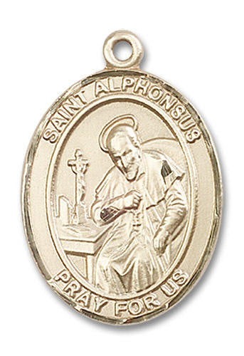 St Alphonsus Medal - 14kt Gold Oval Pendant 3 Sizes
