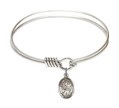St. Alphonsus Round Eye Hook Bangle Bracelet - Sterling Silver Charm - 6.25 Inch (9221SS)