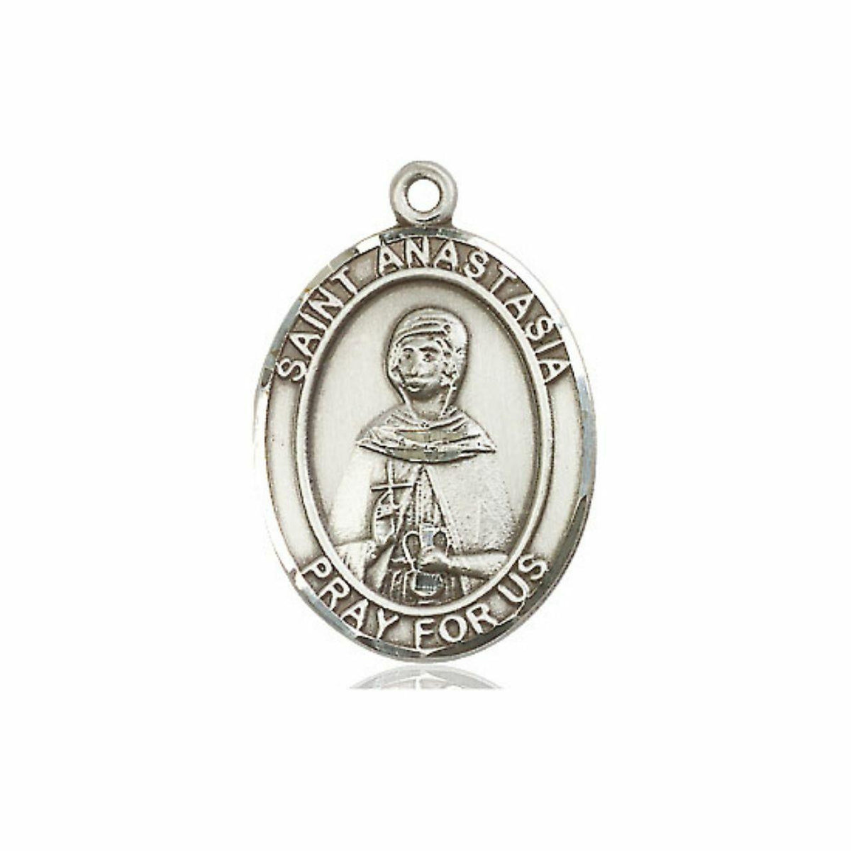 St Anastasia Medal - Sterling Silver Oval Pendant 3 Sizes