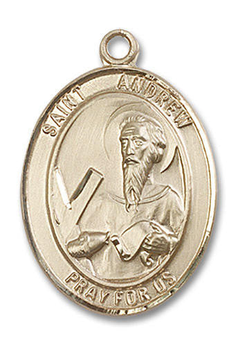 St Andrew Medal - 14kt Gold Oval Pendant 3 Sizes