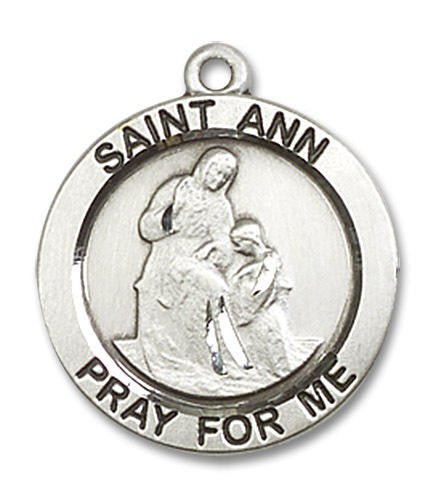 St Ann Medal - Sterling Silver 3/4 x 3/4 Round Pendant 4050SS