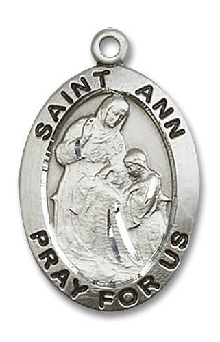 St Ann Medal - Sterling Silver Oval Pendant 2 Sizes