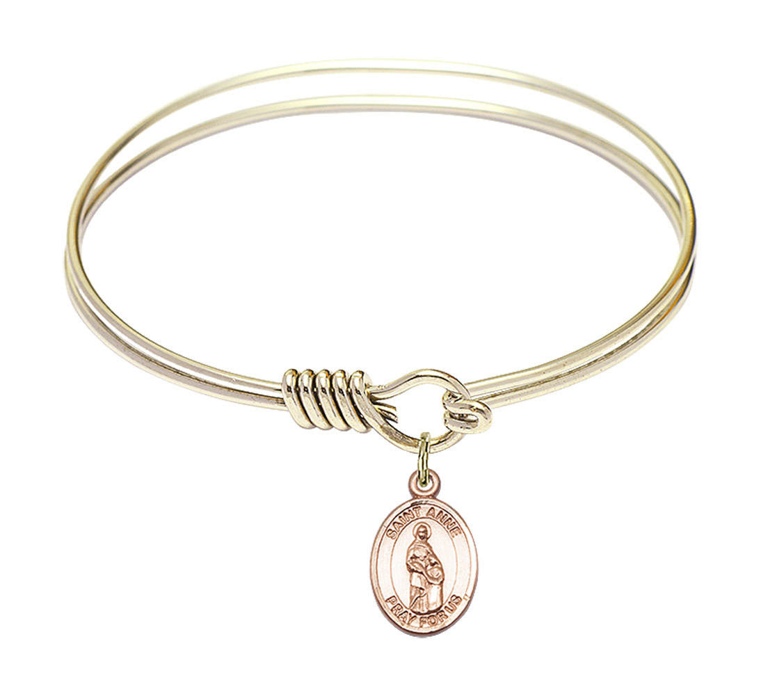 St Anne Round Eye Hook Bangle Bracelet - Gold-Filled Charm - 6.25 Inch 9374GF