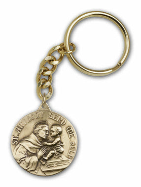 St. Anthony Keychain - Gold Finish