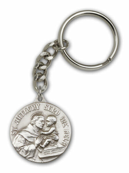 St Anthony Keychain - Silver Finish