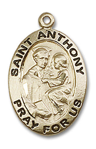 St Anthony Medal - 14kt Gold 3/4 x 1/2 Oval Pendant 3981