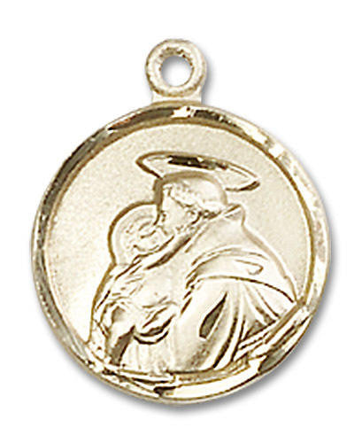 St Anthony Medal - 14kt Gold 5/8 x 1/2 Round Pendant 0601D