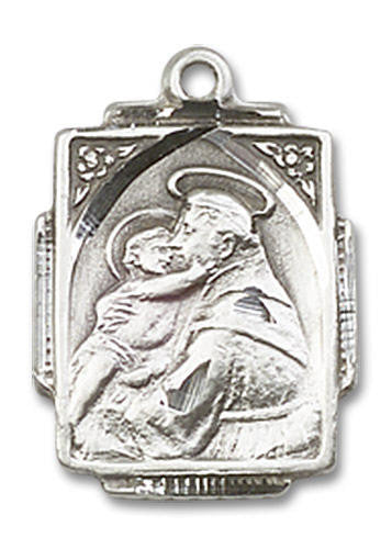 St Anthony Medal - Sterling Silver 3/4 x 1/2 Rectangular Pendant 0804DSS