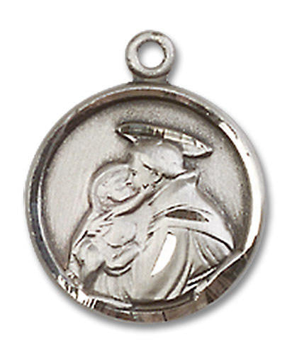 St Anthony Medal - Sterling Silver 5/8 x 1/2 Round Pendant 0601DSS