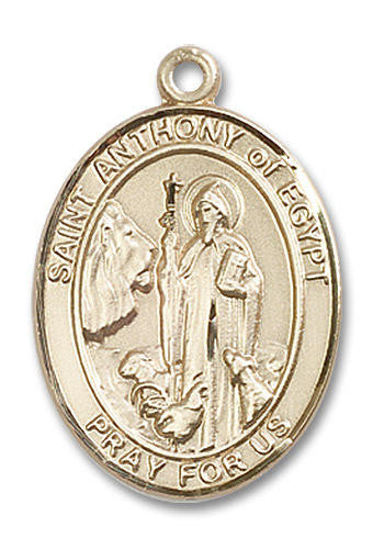 St Anthony of Egypt Medal - 14kt Gold Oval Pendant 3 Sizes