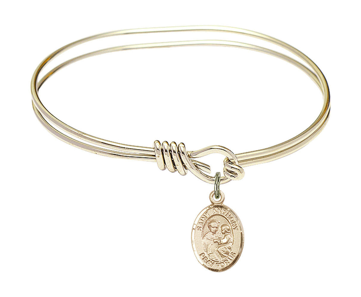 St Anthony of Padua Eye Hook Bangle Bracelet - Gold-Filled Charm 9004GF