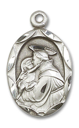 St Anthony of Padua Medal - Sterling Silver 3/4 x 3/8 Pendant 0612DSS