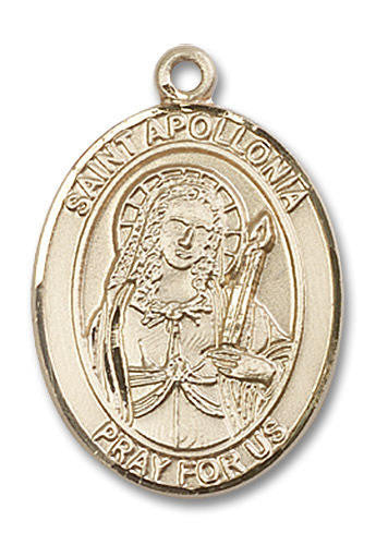 St Apollonia Medal - 14kt Gold Oval Pendant 3 Sizes