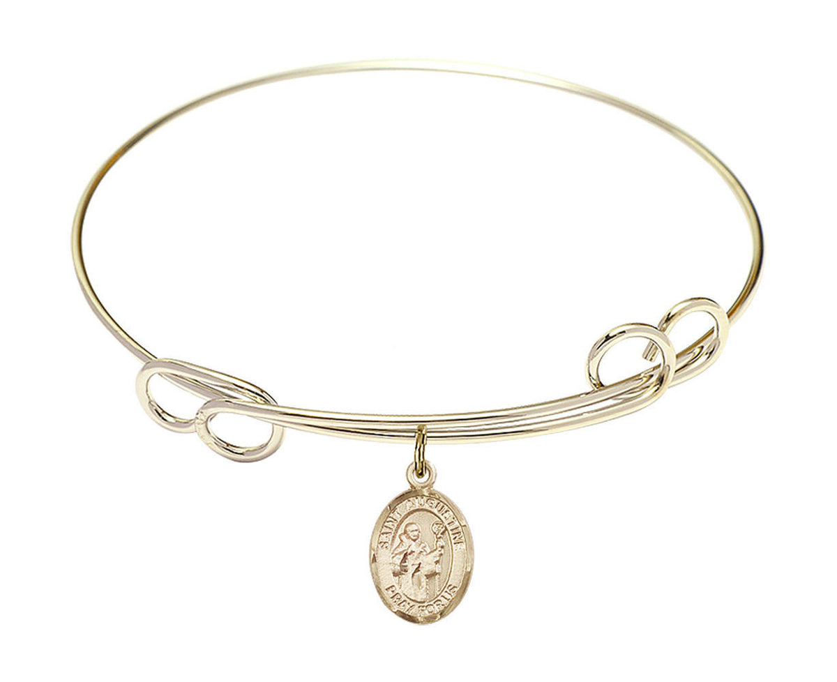 St Augustine Double Loop Bangle Bracelet - Gold-Filled Charm 9007GF