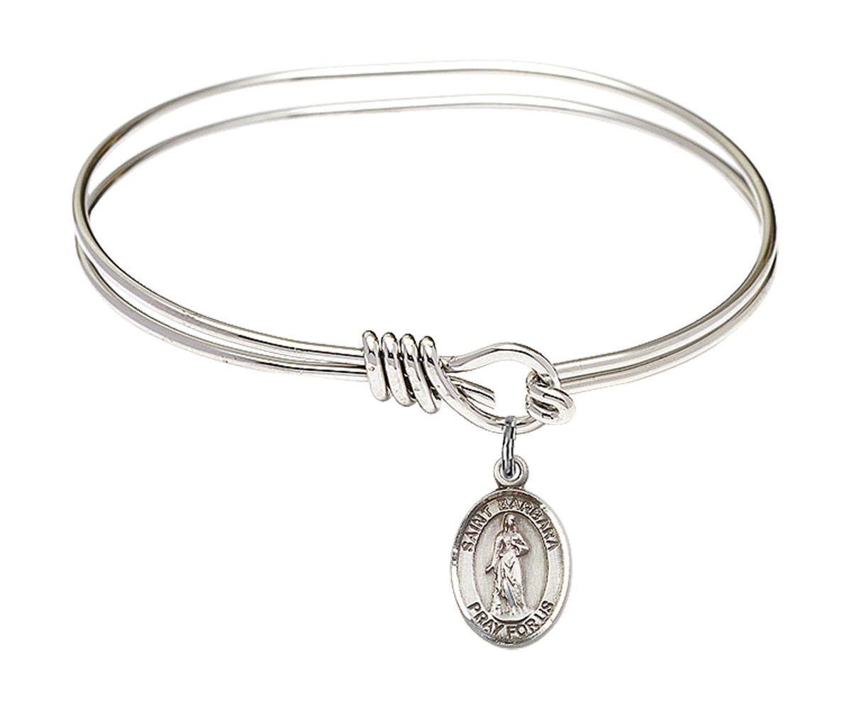 St Barbara Eye Hook Bangle Bracelet - Sterling Silver Charm 9006SS