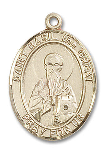 St Basil The Great Medal - 14kt Gold Oval Pendant 3 Sizes