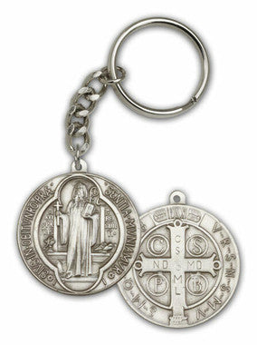 St. Benedict Medal Keychain - Silver Finish