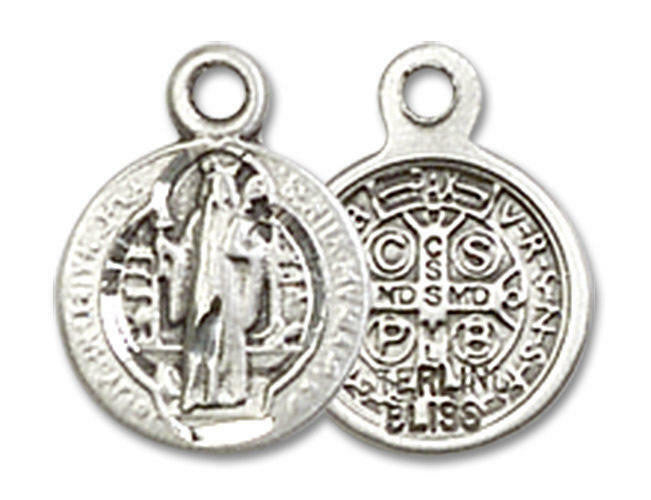 St Benedict Medal Charm - Sterling Silver Round Pendant 2341SS