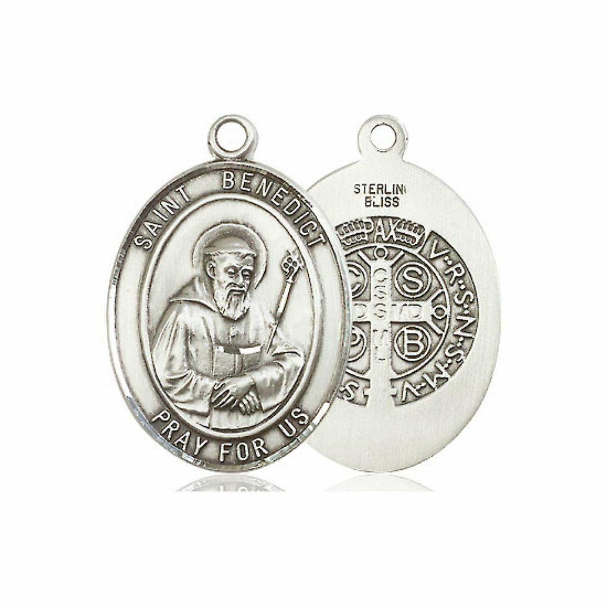 St Benedict Medal - Sterling Silver Oval Pendant 3 Sizes
