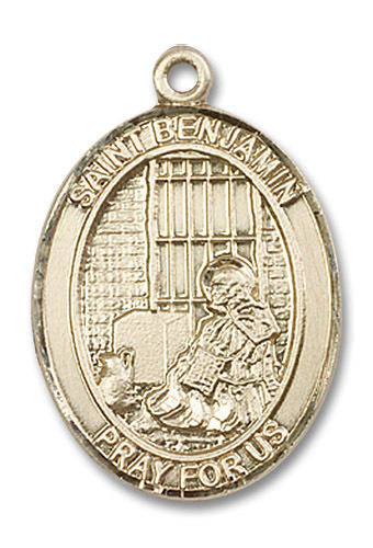 St Benjamin Medal - 14kt Gold Oval Pendant 3 Sizes