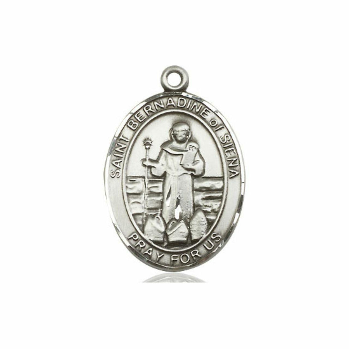 St Bernadine of Siena Medal - Sterling Silver Oval Pendant 3 Sizes