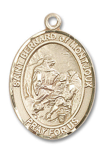 St Bernard of Montjoux Medal - 14kt Gold Oval Pendant 3 Sizes