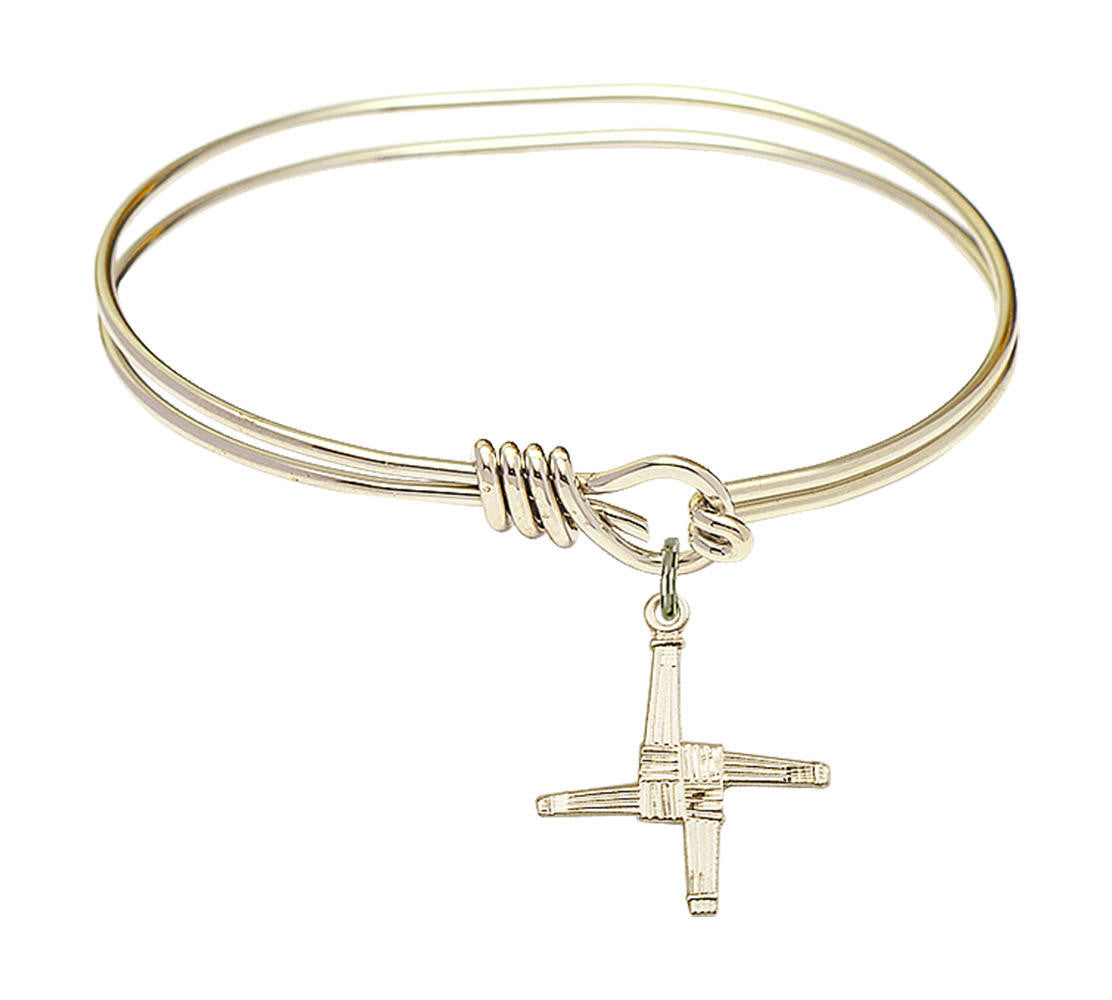 St Brigid Cross Eye Hook Bangle Bracelet - Gold-Filled Charm 0290GF