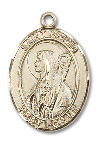 St Brigid Medal - 14kt Gold Oval Pendant 3 Sizes