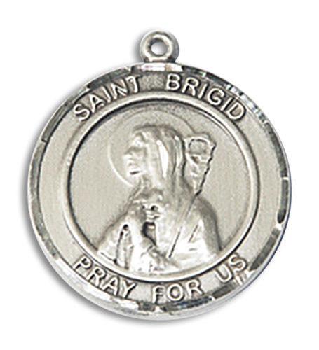 St Brigid Medal - Sterling Silver 3/4 x 5/8 Round Pendant 8123RDSS