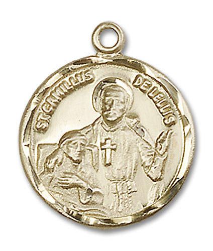 St Camillus de Lellis Medal - 14kt Gold 7/8 x 3/4 Round Pendant 5425