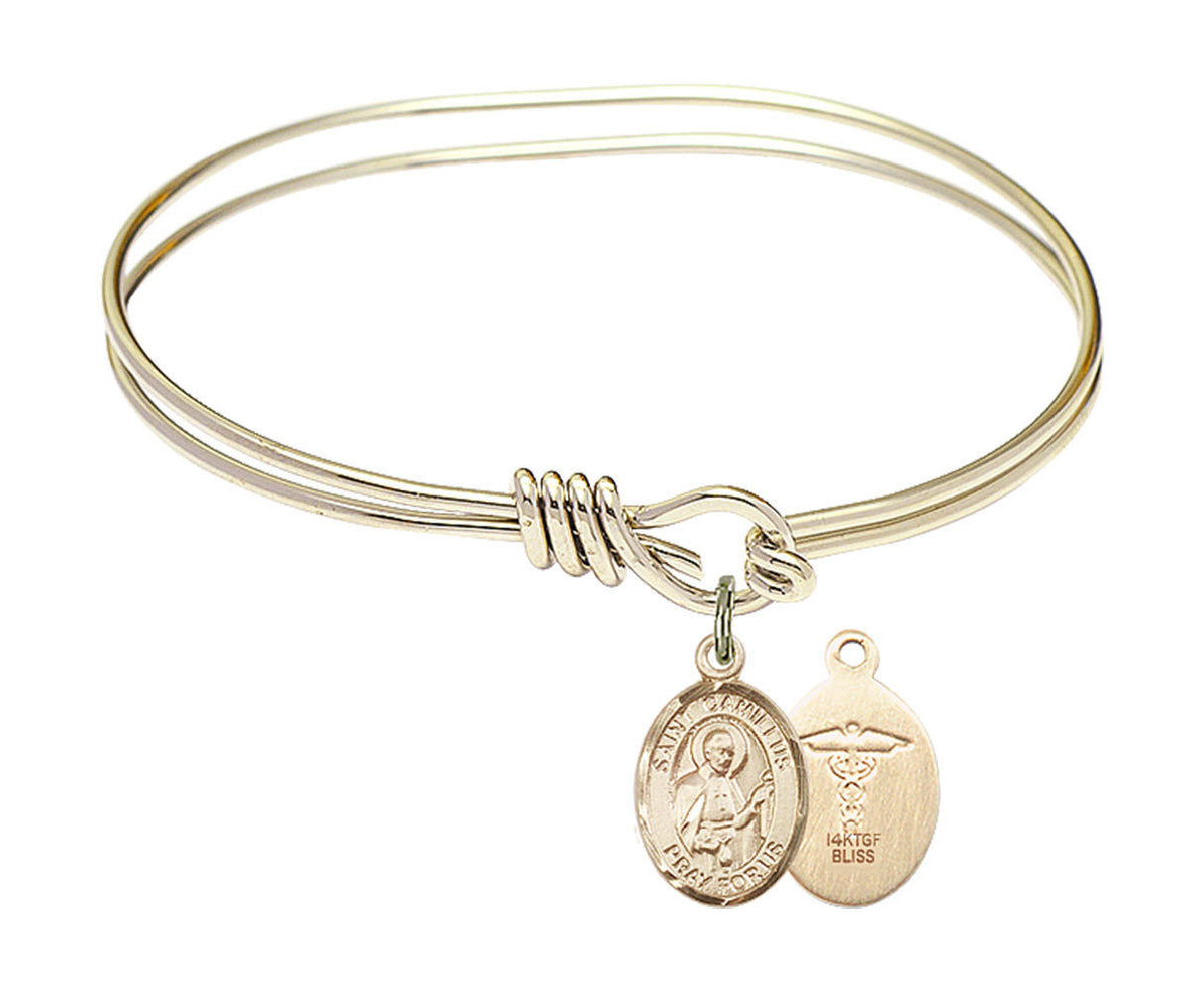 St Camillus of Lellis - Doctors Eye Hook Bangle Bracelet - Gold-Filled Charm 9019GF8