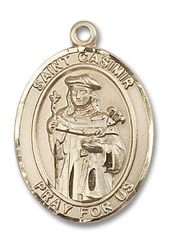 St Casimir Medal - 14kt Gold Oval Pendant 3 Sizes