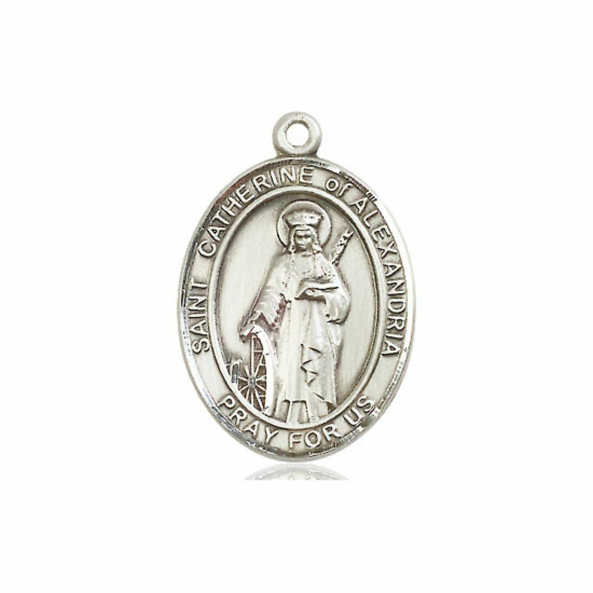 St Catherine of Alexandria Medal - Sterling Silver Oval Pendant 3 Sizes