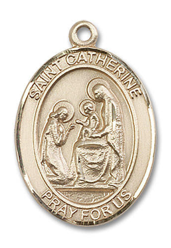 St Catherine of Siena Medal - 14kt Gold Oval Pendant 3 Sizes
