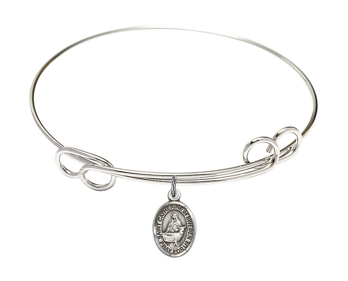 St Catherine of Sweden Double Loop Bangle Bracelet - Sterling Silver Charm 9336SS