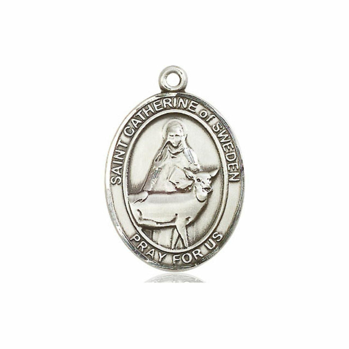 St Catherine of Sweden Medal - Sterling Silver Oval Pendant 3 Sizes