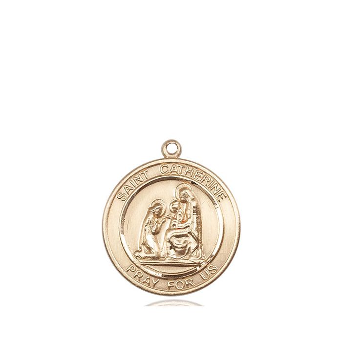 St. Catherine of Siena Medal - 14kt Gold Round Pendant (2 Sizes)