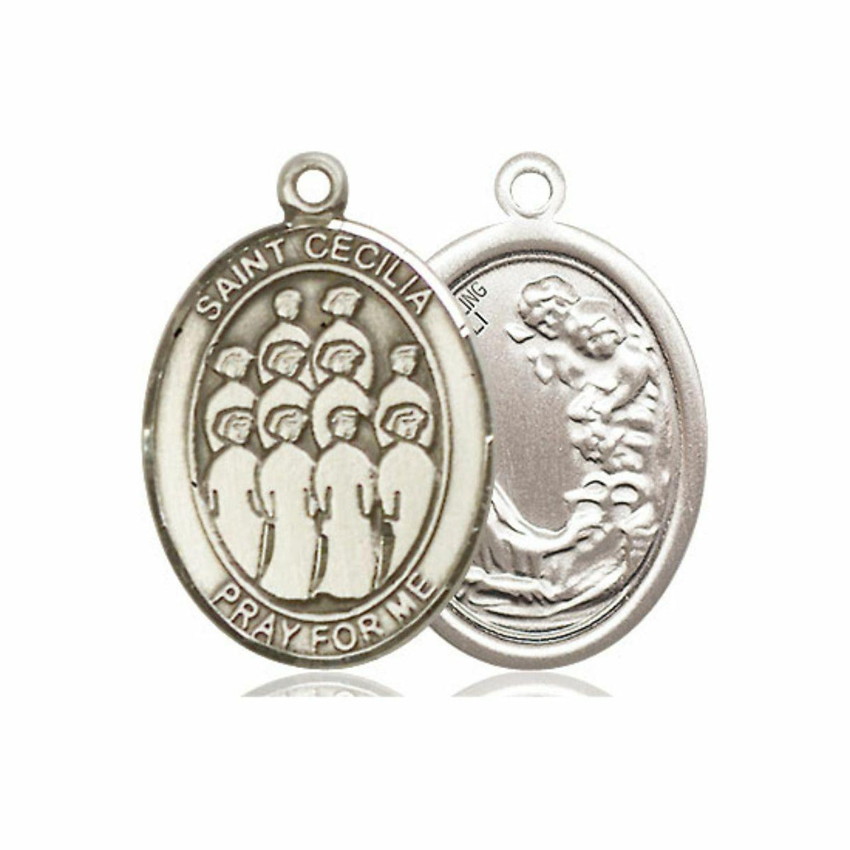 St Cecilia Choir Medal - Sterling Silver Oval Pendant 3 Sizes