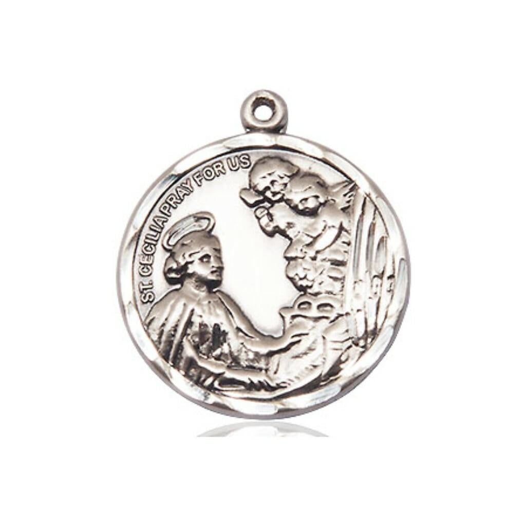St Cecilia Medal - Sterling Silver 7/8 x 3/4 Round Pendant 0037CESS