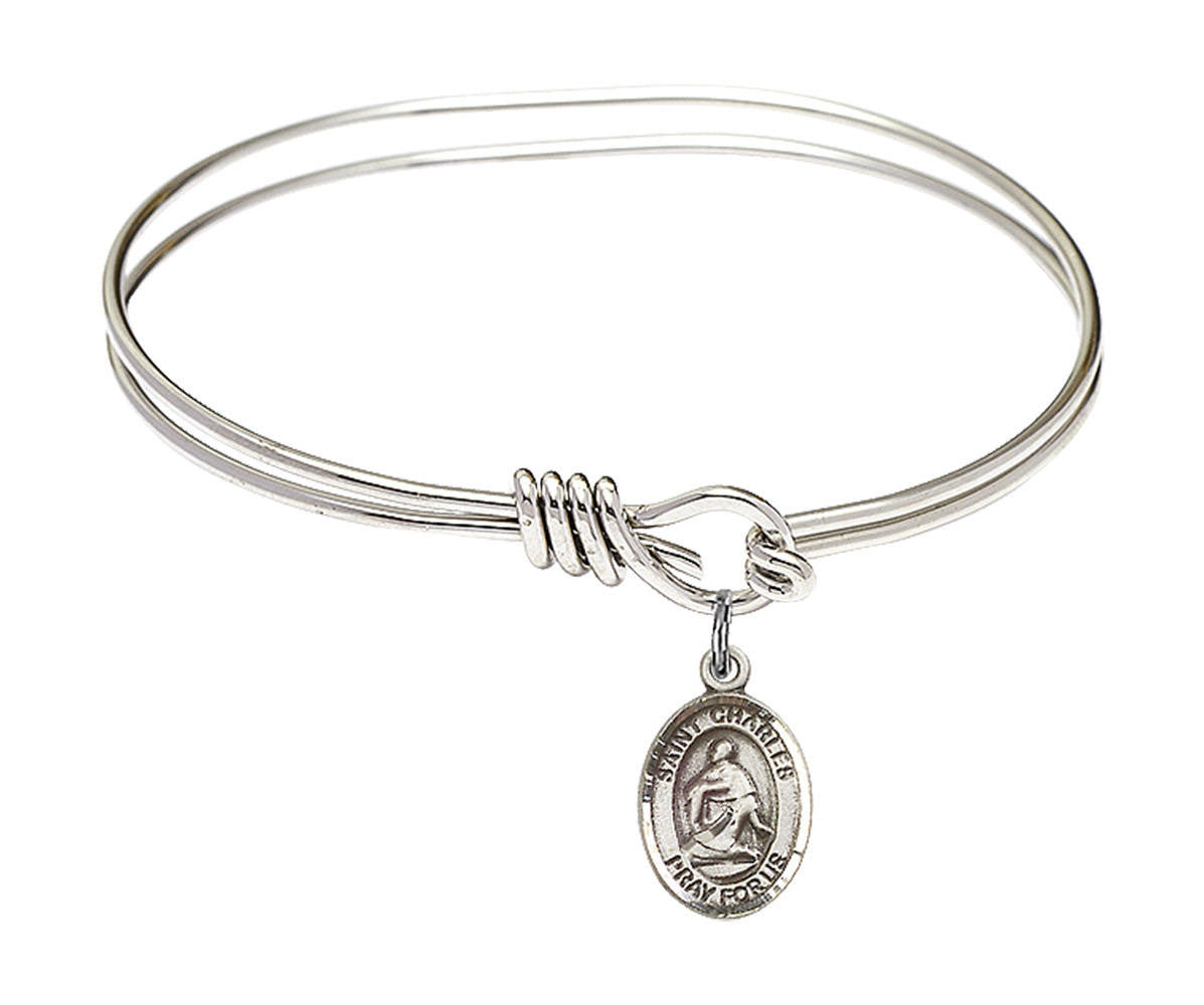 St Charles Borromeo Eye Hook Bangle Bracelet - Sterling Silver Charm 9020SS