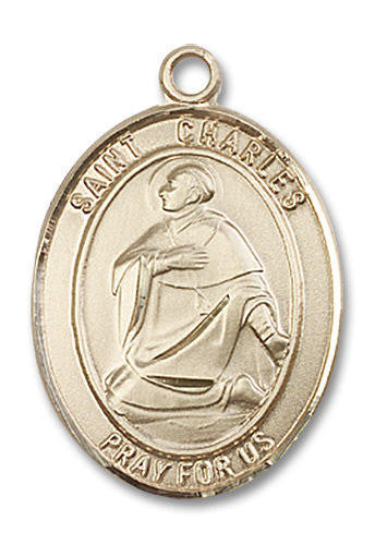 St Charles Medal - 14kt Gold Oval Pendant 3 Sizes