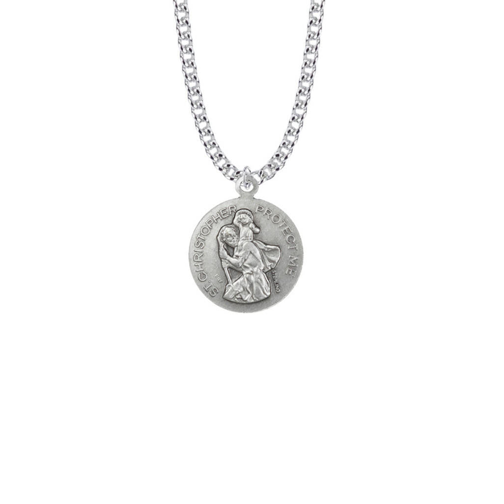 St Christopher Karate Necklace - Sterling Silver Medal On 20 Stainless Chain SM8594SH