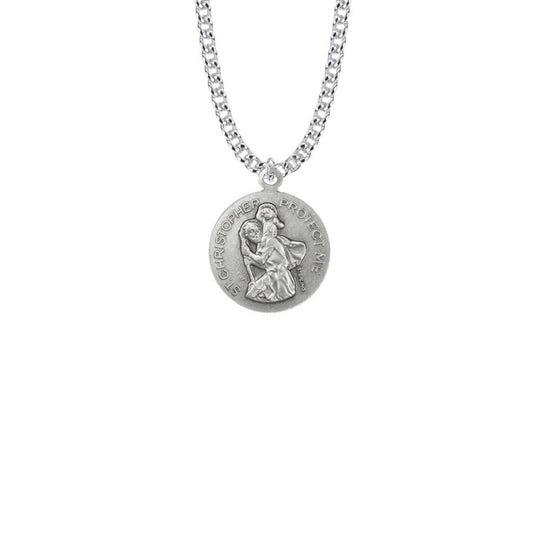 St Christopher Lacrosse Necklace - Sterling Silver Medal On 20 Stainless Chain SM8593SH