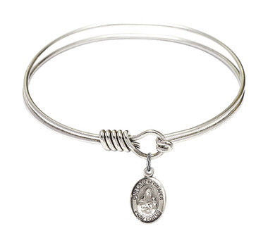 St. Christopher Lacrosse Round Eye Hook Bangle Bracelet - Sterling Silver Charm - 6.25 Inch (9144SS)