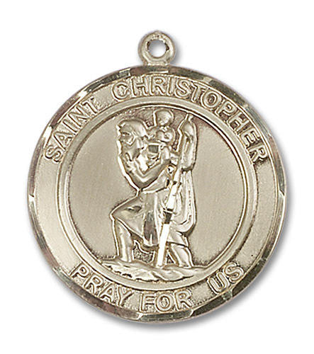 St Christopher Medal - 14kt Gold Round Pendant 2 Sizes